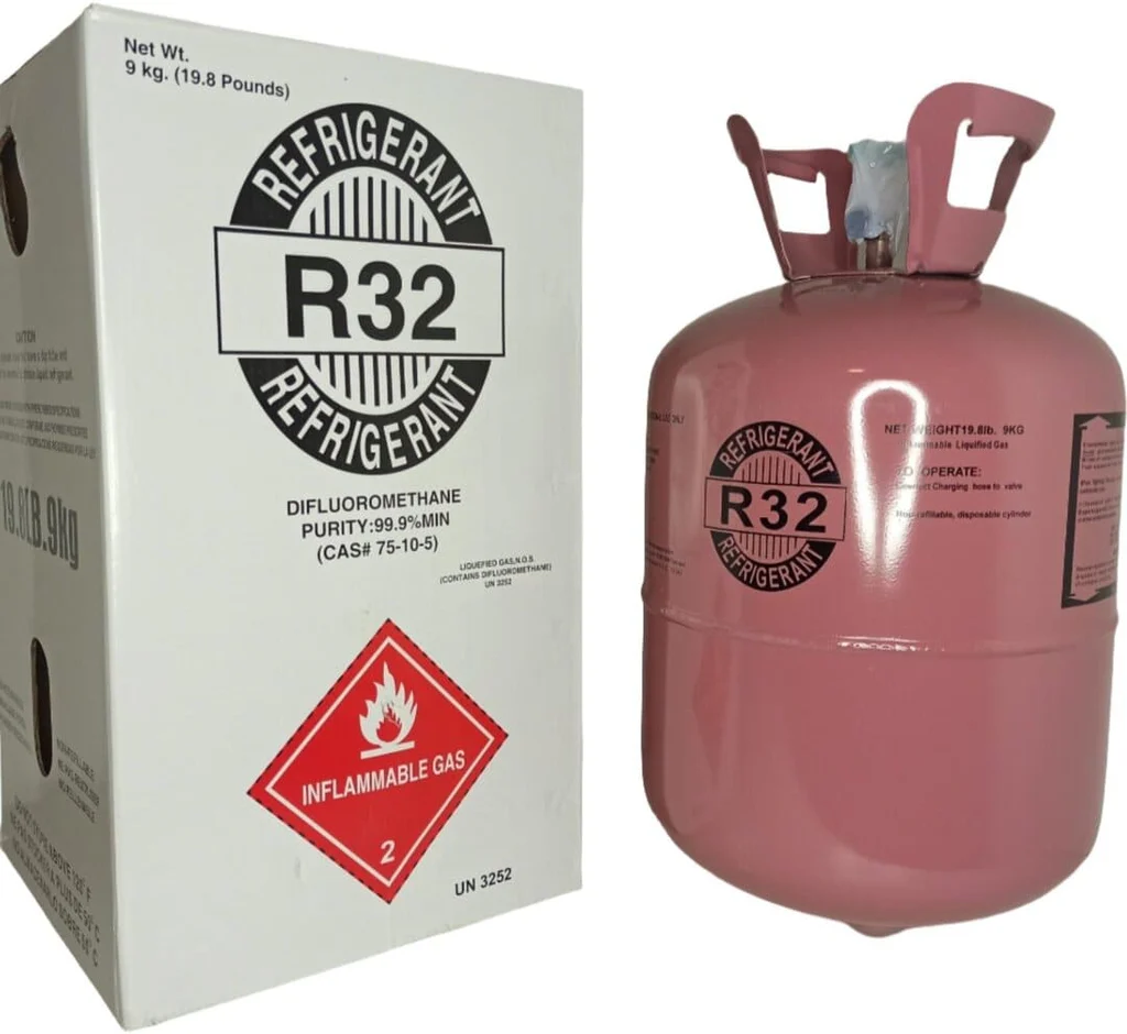 R32 refrigerant cylinder with box