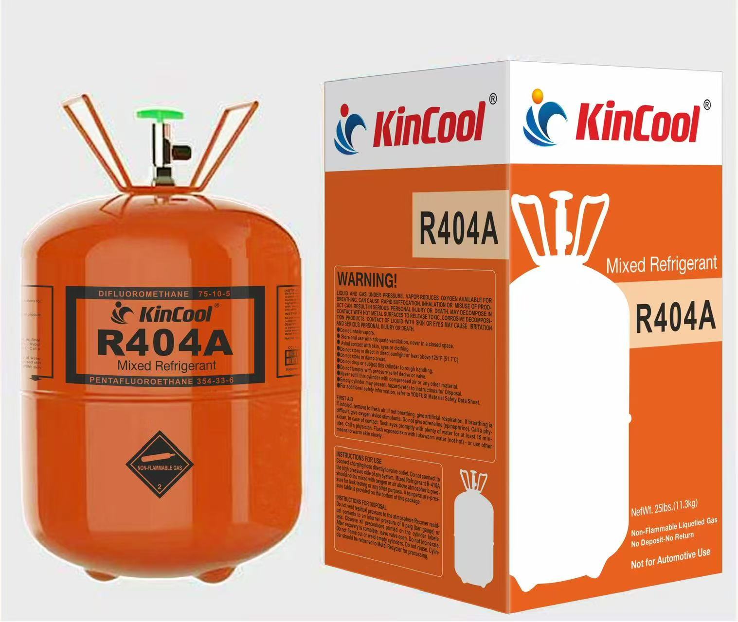 R404A refrigerant cylinder and packaging