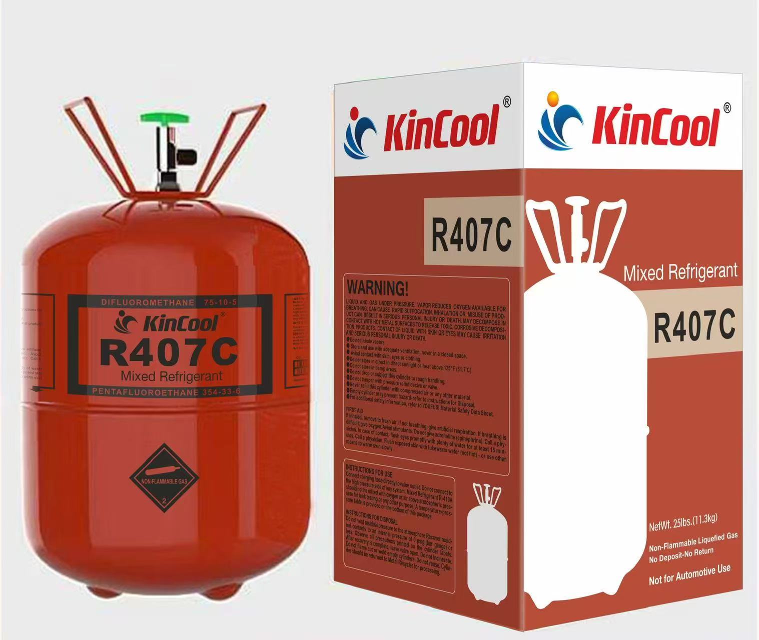 R407C refrigerant cylinder and packaging